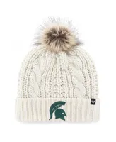 Women's '47 Brand White Michigan State Spartans Meeko Cuffed Knit Hat with Pom