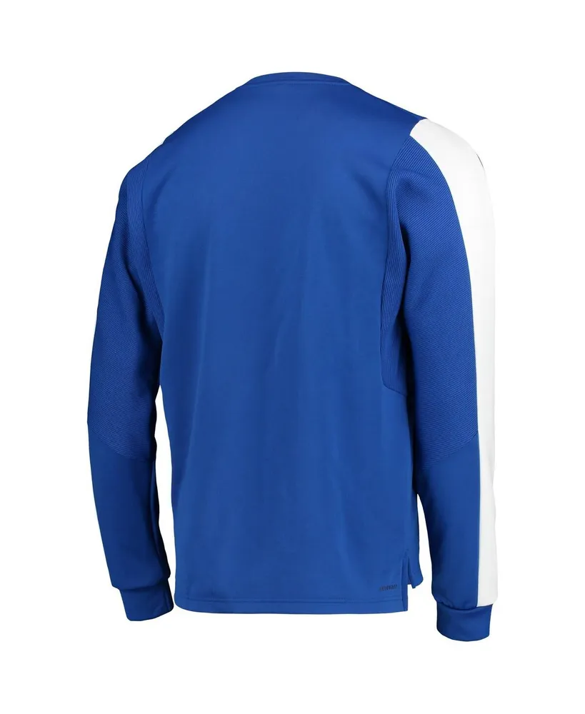 Men's adidas Royal Kansas Jayhawks Sideline Reverse Retro Aeroready Pullover Sweatshirt