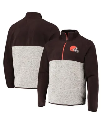 Men's '47 Brand Brown, Oatmeal Cleveland Browns Color Block Kodiak Half-Zip Jacket