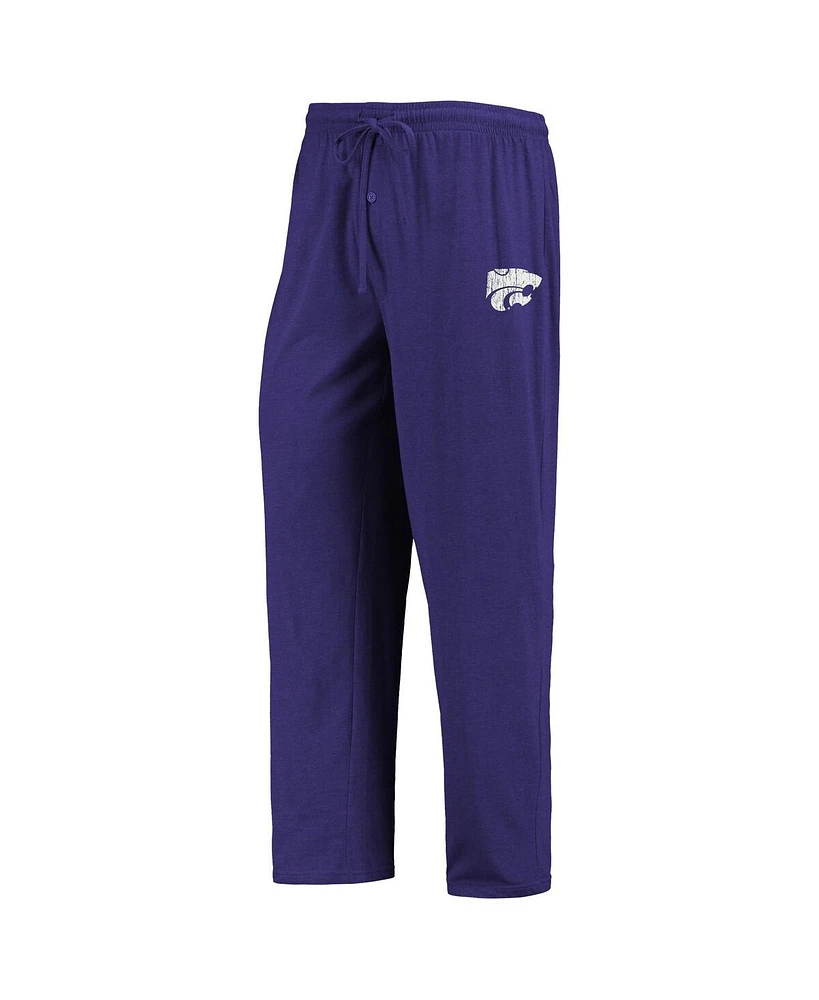 Men's Concepts Sport Purple, Heathered Charcoal Distressed Kansas State Wildcats Meter Long Sleeve T-shirt and Pants Sleep Set
