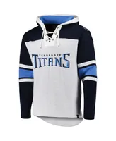 Men's '47 Brand Tennessee Titans Heather Gray Gridiron Lace-Up Pullover Hoodie