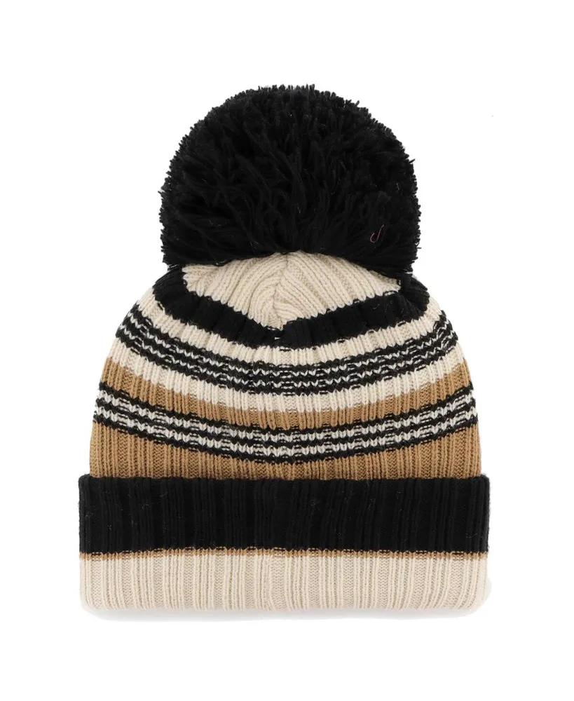 Women's '47 Brand Natural Pittsburgh Steelers Barista Cuffed Knit Hat with Pom