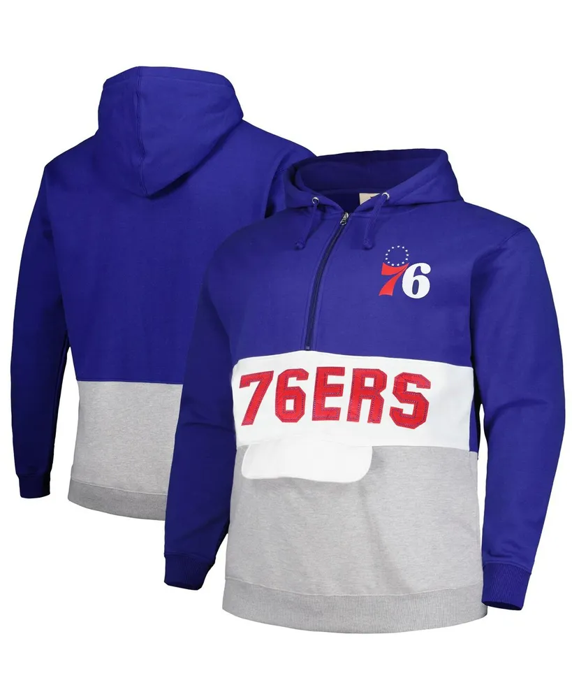 Men's Fanatics Royal Philadelphia 76ers Big and Tall Anorak Half-Zip Hoodie