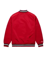 Men's Mitchell & Ness Red Chicago Bulls Hardwood Classics Throwback Wordmark Raglan Full-Snap Jacket