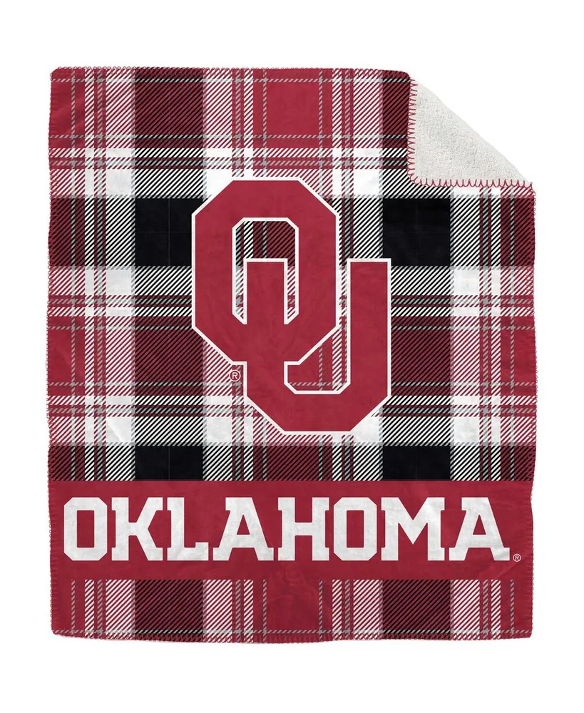 Pegasus Home Fashions Oklahoma Sooners 50" x 60" Plaid Flannel Sherpa Plush Blanket