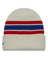 Men's New Era Cream New York Giants Team Stripe Cuffed Knit Hat