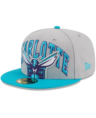 Men's New Era Gray, Teal Charlotte Hornets Tip-Off Two-Tone 59FIFTY Fitted Hat