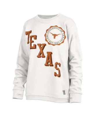 Women's Pressbox White Texas Longhorns Shoreline Sundown Pullover Sweatshirt