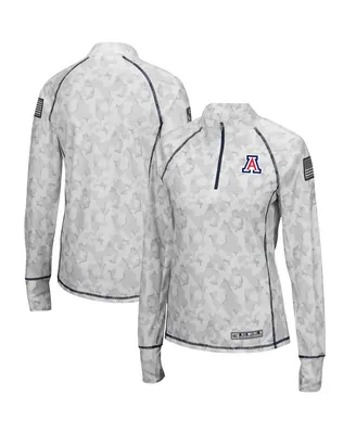 Women's Colosseum Camo Arizona Wildcats Oht Military-Inspired Appreciation Officer Arctic Lightweight Quarter-Zip Top