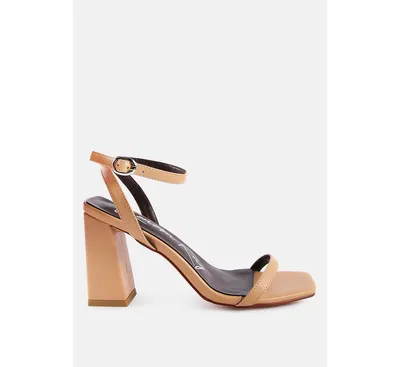 Women's Moon cut Ankle Strap Block Heel Sandals