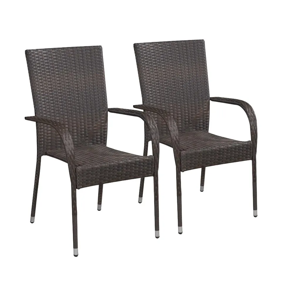 Stackable Patio Chairs pcs Poly Rattan Brown