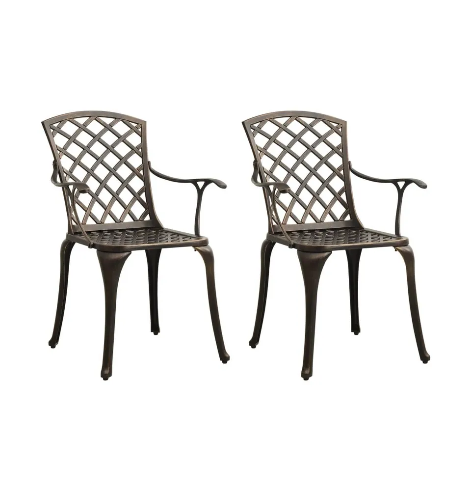 Patio Chairs 2 pcs Cast Aluminum Bronze