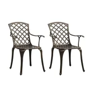 Patio Chairs 2 pcs Cast Aluminum Bronze