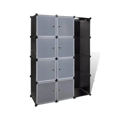 Modular Cabinet with 9 Compartments 14.6"x45.3"x59.1" Black and White