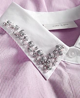 On 34th Women's Embellished Delicate-Stripe Shirt, Created for Macy's