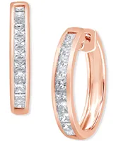 Diamond Princess Small Hoop Earrings (1 ct. t.w.) in 14k Rose Gold