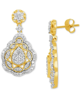 Diamond Teardrop Cluster Drop Earrings (1-1/2 ct. t.w.) in 10k Gold