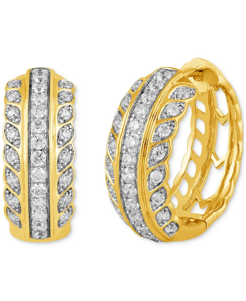 Diamond Triple Row Small Hoop Earrings (1 ct. t.w.) in 10k Gold