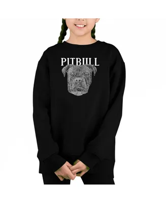 Pitbull Face - Big Girl's Word Art Crewneck Sweatshirt