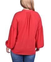 Ny Collection Plus Size Long Raglan-Sleeve Blouse