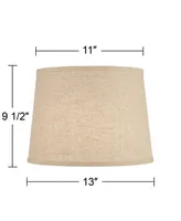 Set of 2 Hardback Drum Lamp Shades Burlap Linen Medium 11" Top x 13" Bottom x 9.5" High Spider with Replacement Harp and Finial Fitting
