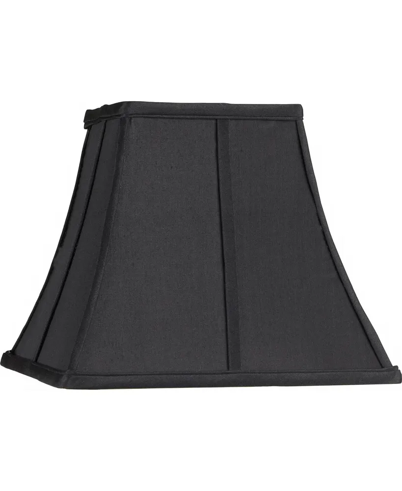 Small Square Curved Black Lamp Shade 6" Top x 11" Bottom x 9.75" Height (Spider) Replacement with Harp and Finial - Springcrest