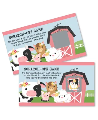 Girl Farm Animals - Party Game Scratch Off Cards - 22 Count