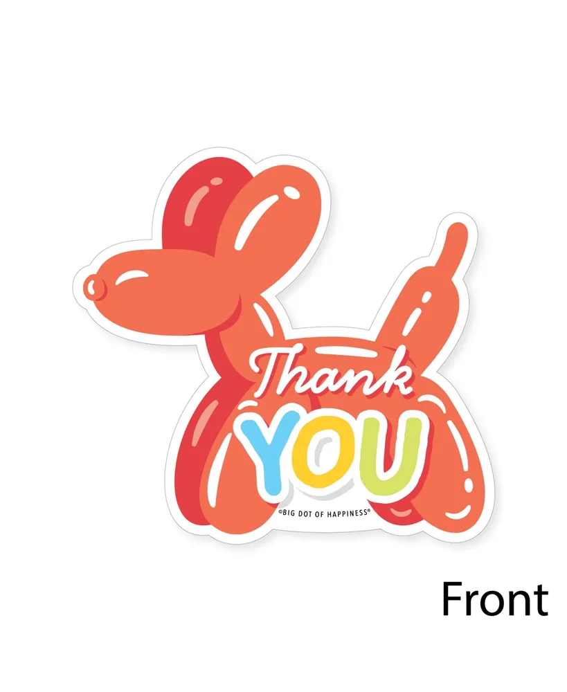 Balloon Animals - Shaped Thank You Note Cards with Envelopes - Set of 12 - Assorted Pre