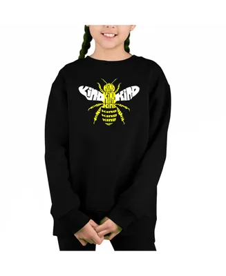 Bee Kind - Big Girl's Word Art Crewneck Sweatshirt
