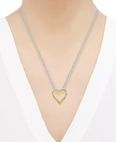 Diamond Double Heart Pendant Necklace (1 ct. t.w.) in Sterling Silver & 14k Gold-Plate, 16" + 2" extender - Sterling Silver  Gold