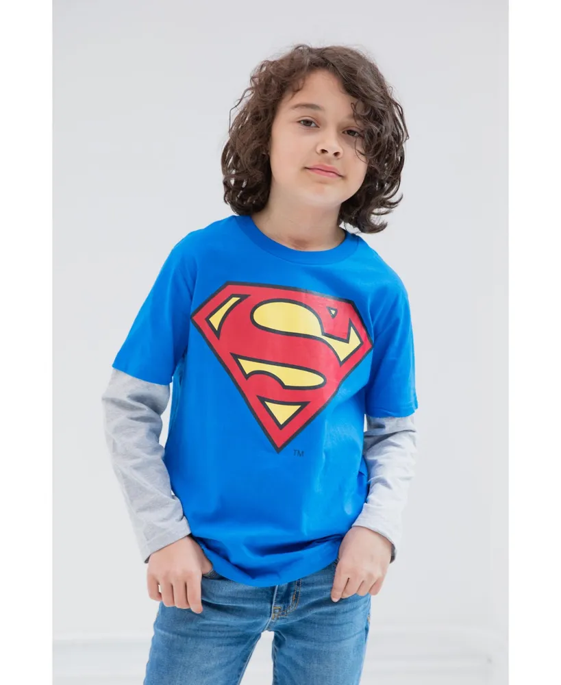 Dc Comics Justice League Batman Superman The Flash 3 Pack Hang down Long Sleeve T-Shirts Toddler |Child Boys