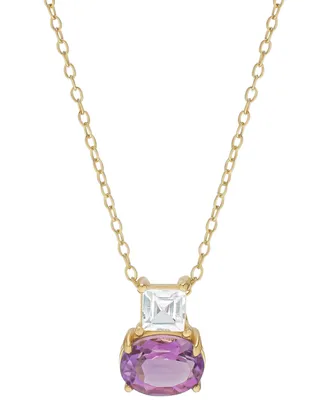 Amethyst (1-1/4 ct. t.w.) & Lab-Grown White Sapphire (3/8 ct. t.w.) 18" Pendant Necklace in 14k Gold-Plated Sterling Silver