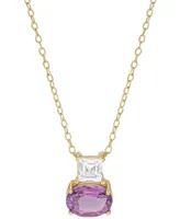 Amethyst (1-1/4 ct. t.w.) & Lab-Grown White Sapphire (3/8 ct. t.w.) 18" Pendant Necklace in 14k Gold-Plated Sterling Silver