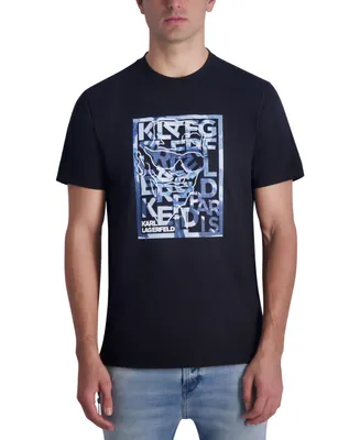 Karl Lagerfeld Paris Men's Slim Fit Short-Sleeve Box Sketch Logo Graphic T-Shirt