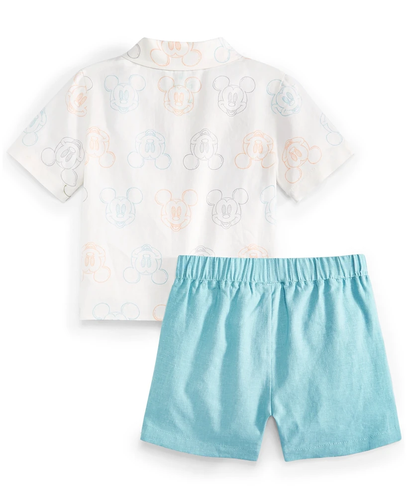 Disney Baby Mickey Mouse Shirt & Twill Shorts, 2 Piece Set