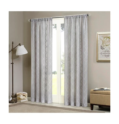 Irina Diamond Sheer Window Curtain, Grey sheer curtains 95 inches long Single Curtain, Width 50 curtains sheer for Bedroom and Living Room, Easy To Ha