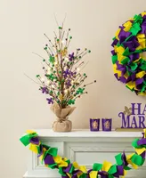 Glitzhome 21" H Lighted Mardi Gras Fleur-De-Lis Berry Table Tree