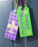 Glitzhome 25.5" H Happy Mardi Gras Day Wooden Bookmark Door Hanger