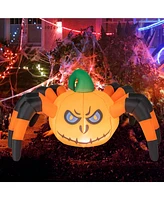 5 Ft Long Halloween Inflatable Pumpkin Spider Blow-up Decoration