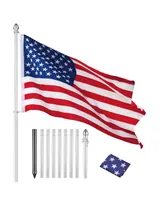 Yescom Bravery 10Ft Sectional Flag Pole Kit Aluminum Outside Inground Yard Garden with 3'x5' Usa Flag Ball Top Silver