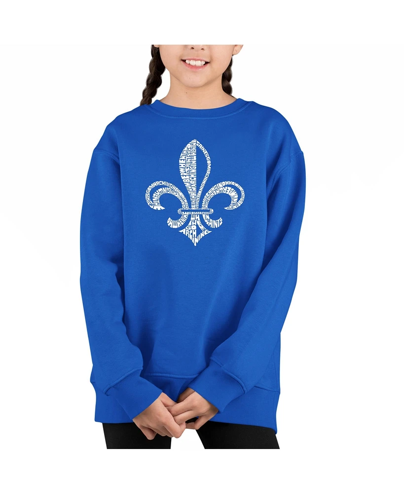 Lyrics To When The Saints Go Marching - Big Girl's Word Art Crewneck Sweatshirt