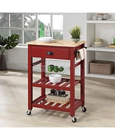 Office Star 33.75" Wood Hampton Kitchen Cart