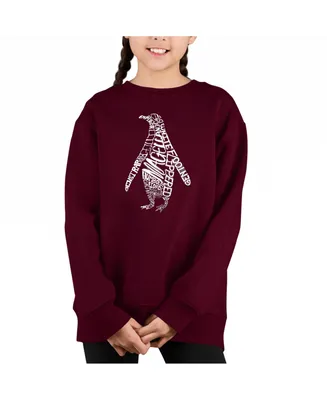 Penguin - Big Girl's Word Art Crewneck Sweatshirt