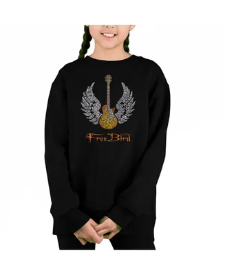 Lyrics To Free bird - Big Girl's Word Art Crewneck Sweatshirt