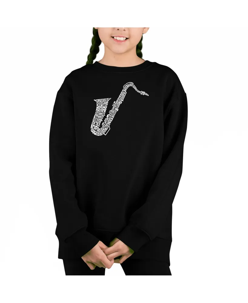 Sax - Big Girl's Word Art Crewneck Sweatshirt