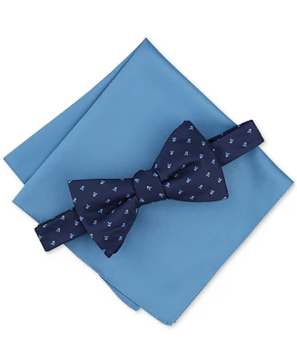 Alfani Men's Galway Mini-Chevron Bow Tie & Solid Pocket Square Set, Created for Macy's