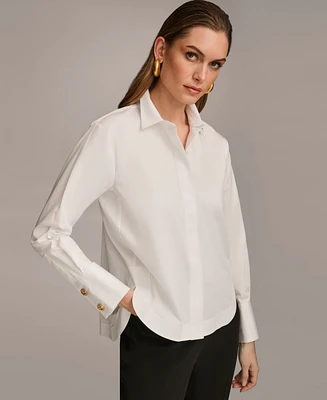 Donna Karan Women's Button Front Collared Shirt