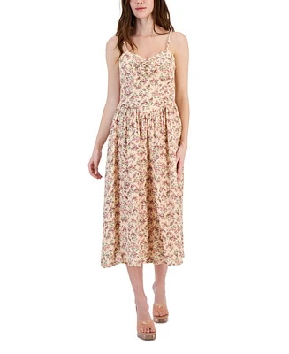 Tinseltown Juniors' Textured Rosette Midi Dress