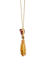 14k Gold Necklace, Citrine (2-1/2 ct. t.w.), Garnet (1/2 ct. t.w.) and Diamond Accent Pear Drop Pendant