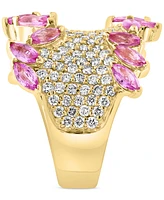 Effy Pink Sapphire (3-1/4 ct. t.w.) & Diamond (1-3/8 ct. t.w.) Pave Statement Ring in 14k Gold